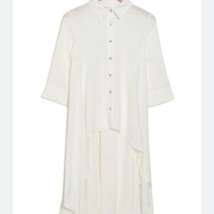 High/low Shirtdress In Solid Off White